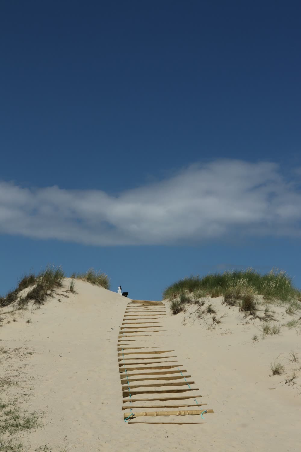 Houten trap over het duin naar het strand
